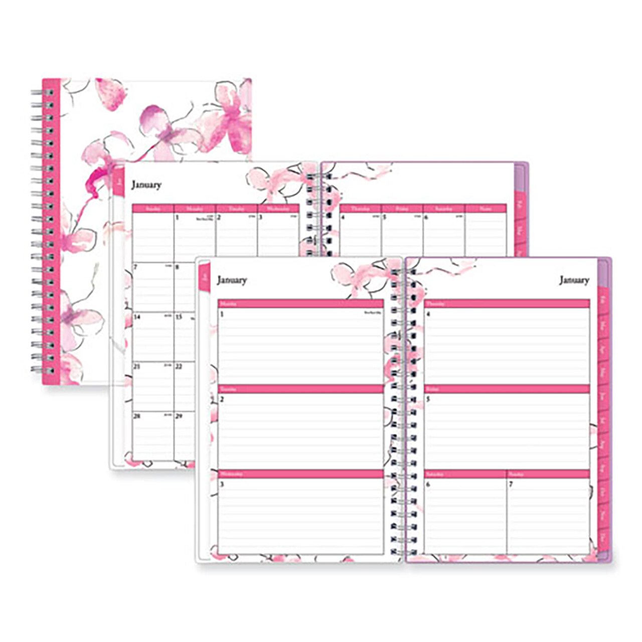 Blue Sky Breast Cancer Awareness Create-Your-Own Cover Weekly/Monthly Planner, Orchid Artwork, Pink/White, 12-Month (Jan to Dec): 2024